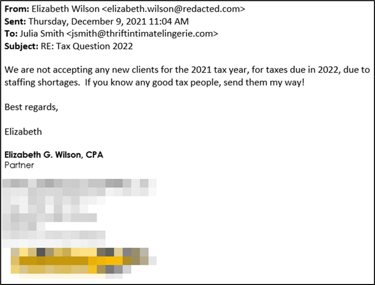 Tax Season Email Sample 2